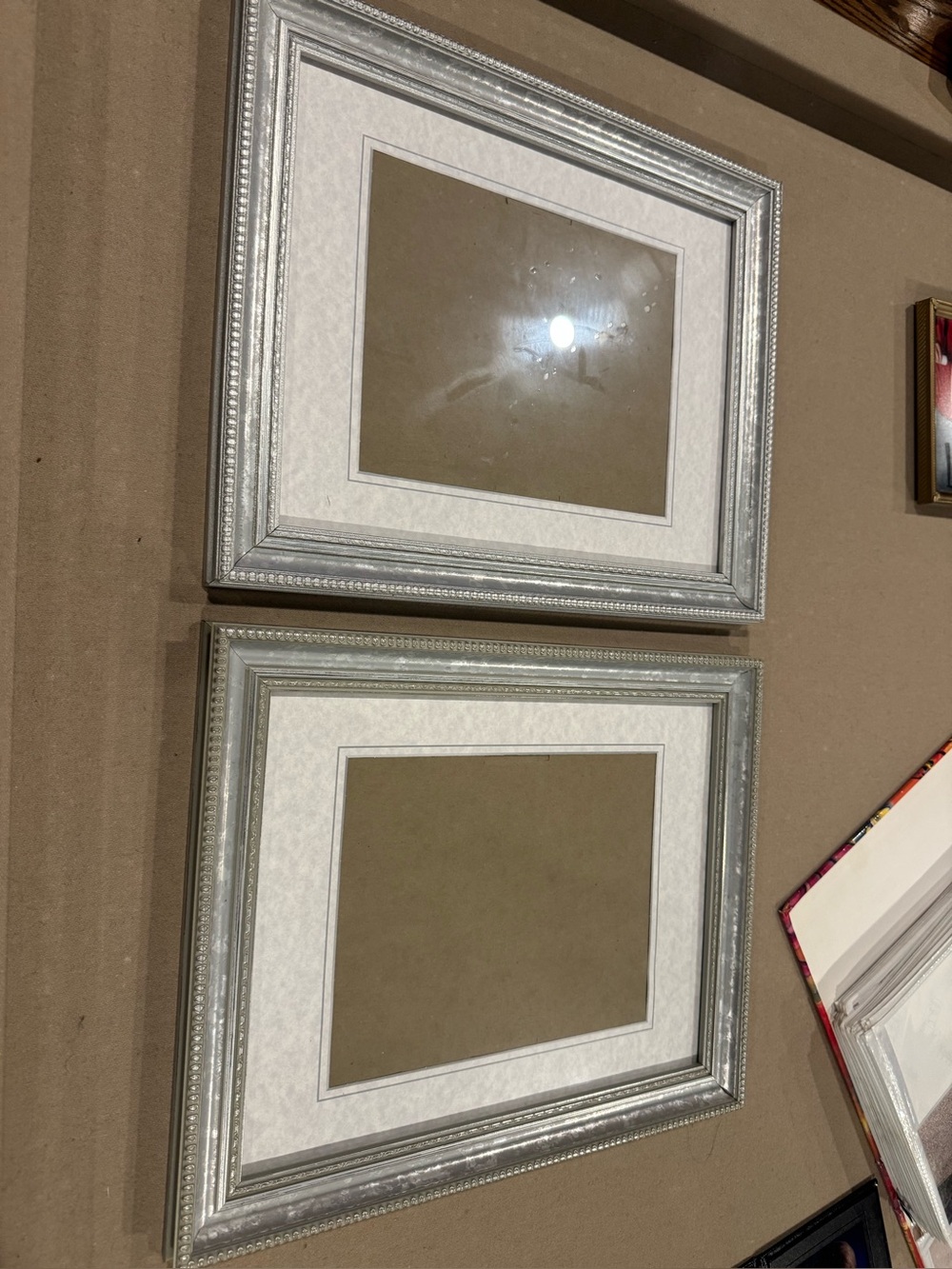 Silver Ornate Double Picture Frame Set with White Mat for 8x10 pic